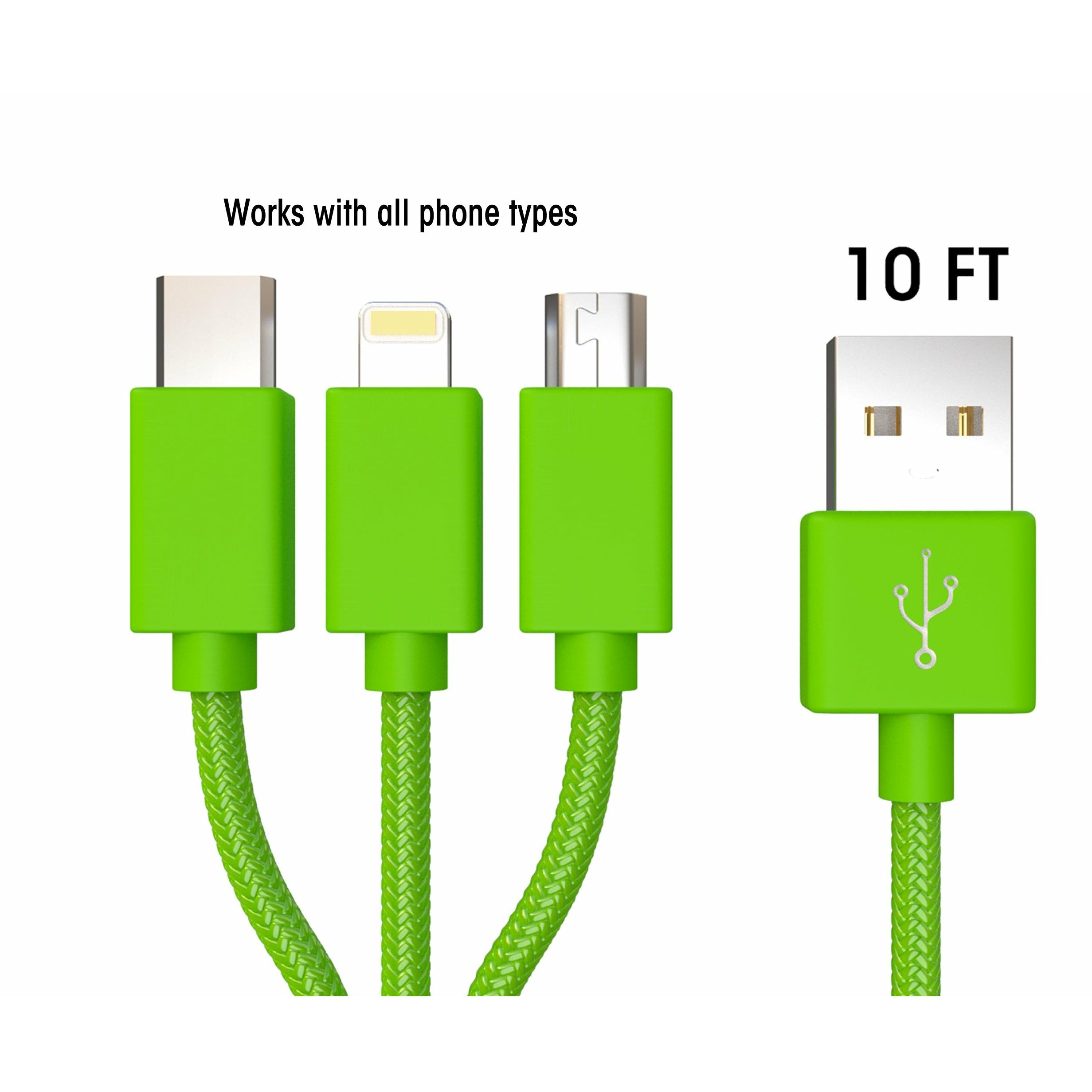 XXL 3-in-1 Lime Cable - 10 FT - Image 3