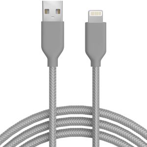 Silver Nylon Lightning Cable - MFI Certified - 6 FT