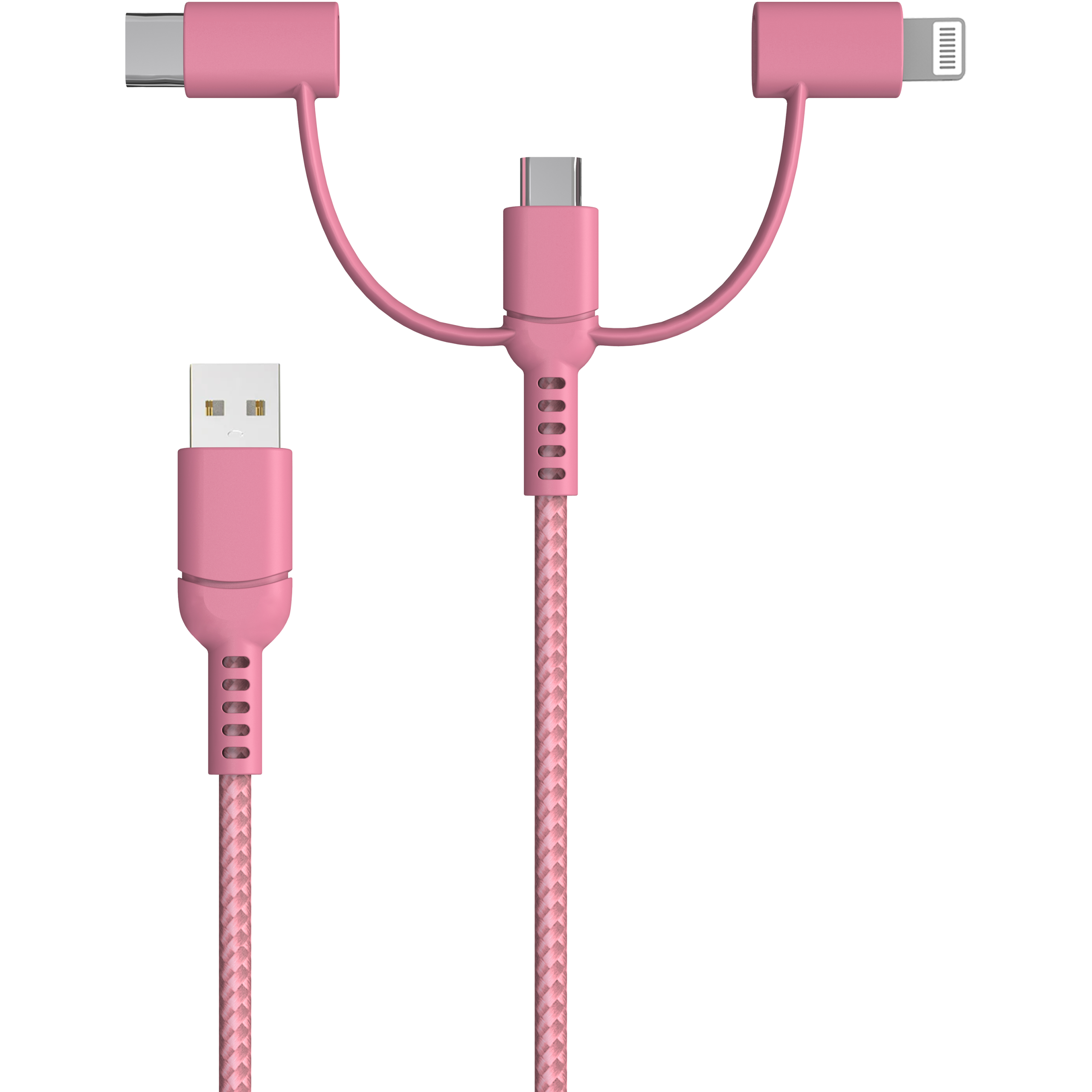 Stack-to-Charge 3-in-1 USB Cable - Pink - Image 2