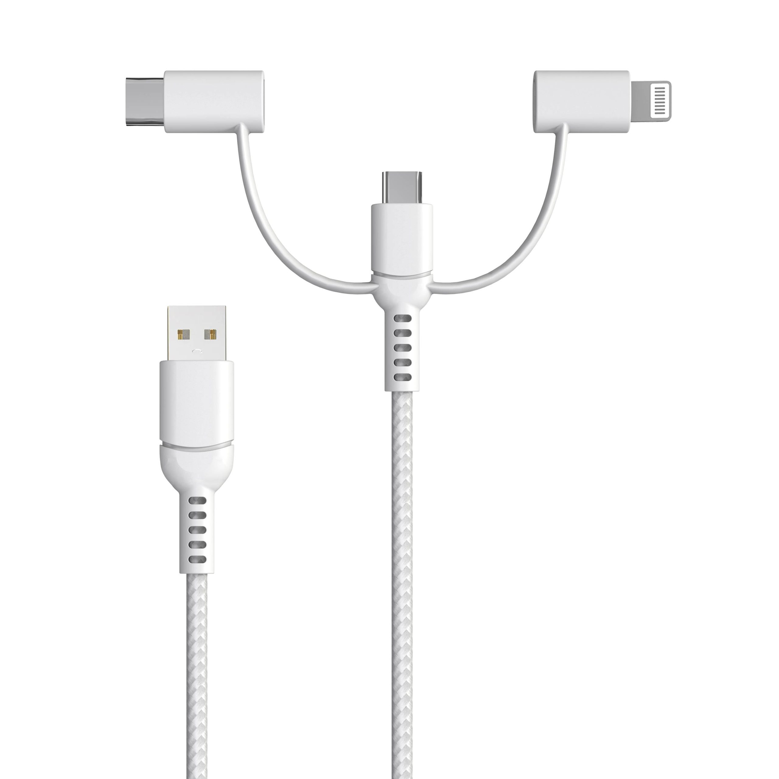 Stack-to-Charge 3-in-1 USB Cable - White - Image 2