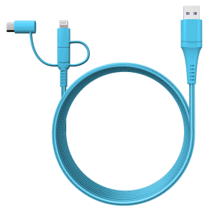 Stack-to-Charge 3-in-1 USB Cable - Turquoise